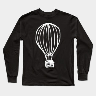 Hot Air Balloon Doodle White Long Sleeve T-Shirt